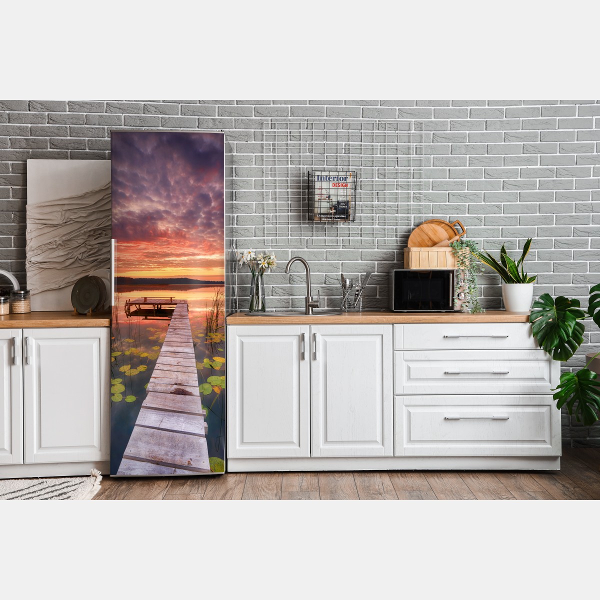 Naklejka na lodówkę wschód słońca nad spokojnym jeziorem – Wallissimo® Naklejka na lodówkę wschód słońca nad spokojnym jeziorem – Wallissimo®