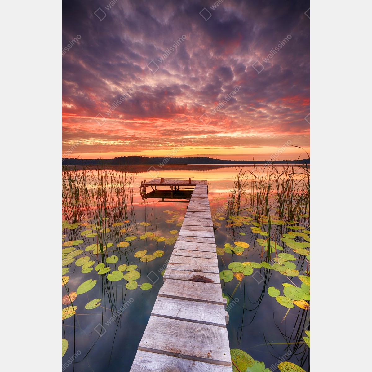 Naklejka na lodówkę wschód słońca nad spokojnym jeziorem – Wallissimo® Naklejka na lodówkę wschód słońca nad spokojnym jeziorem – Wallissimo®