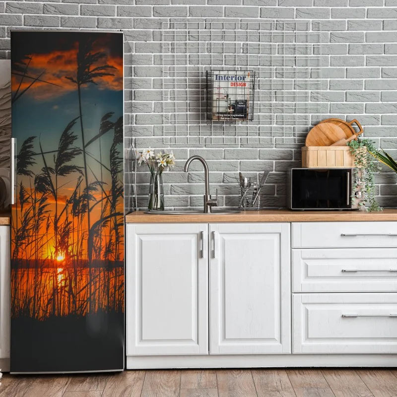 Naklejka na lodówkę tropikalny wzór strelicji – Wallissimo®