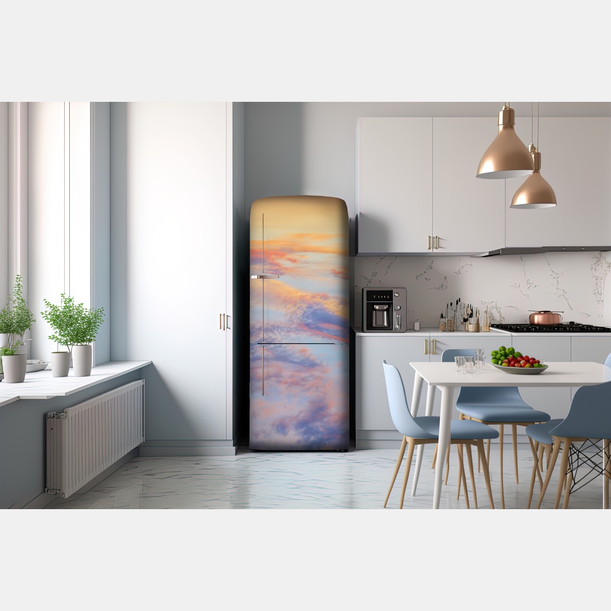 Naklejka na lodówkę spokojne pastelowe niebo o wschodzie słońca – Wallissimo® Naklejka na lodówkę spokojne pastelowe niebo o wschodzie słońca – Wallissimo®