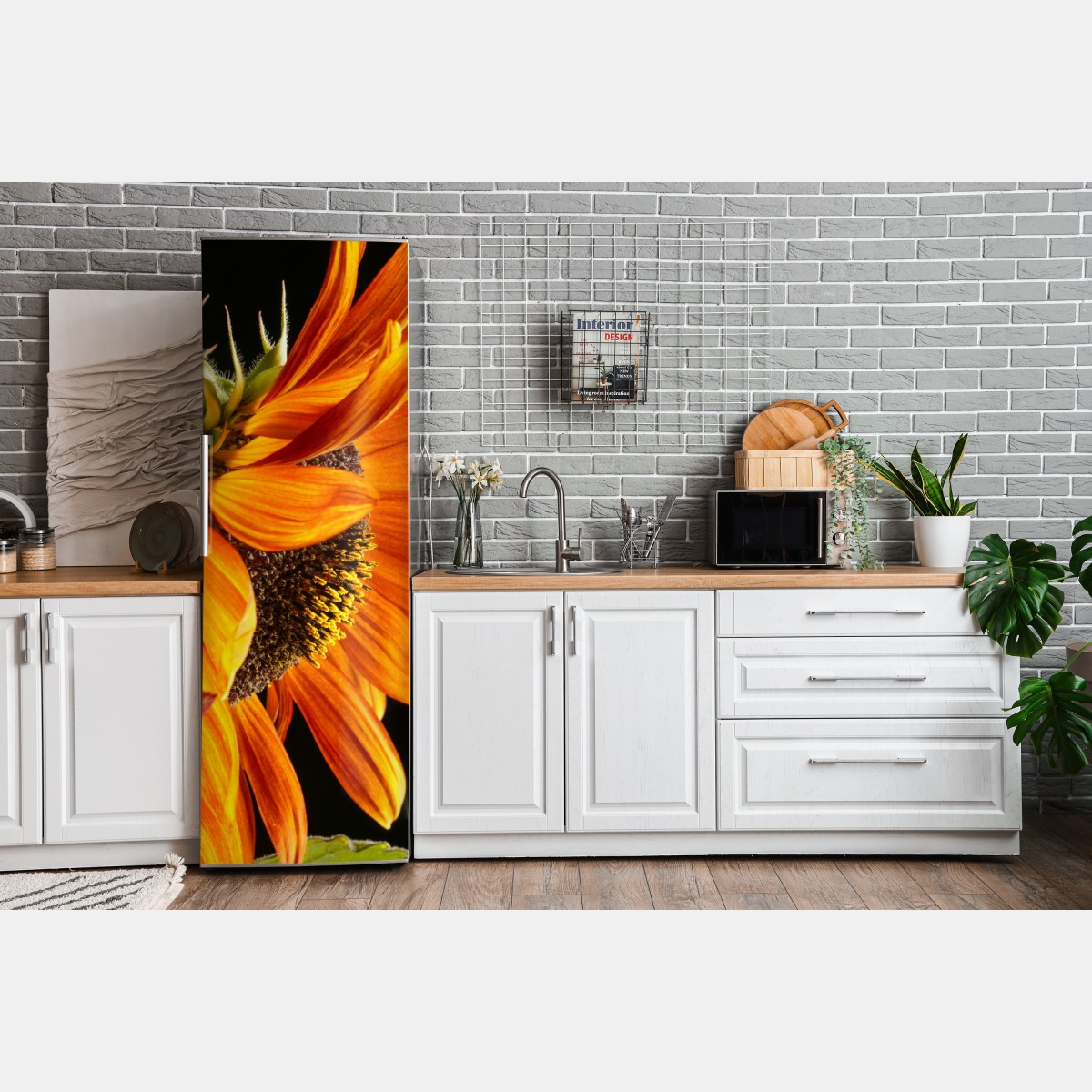 Naklejka na lodówkę intensywny pomarańczowy słonecznik zbliżenie – Wallissimo® Naklejka na lodówkę intensywny pomarańczowy słonecznik zbliżenie – Wallissimo®