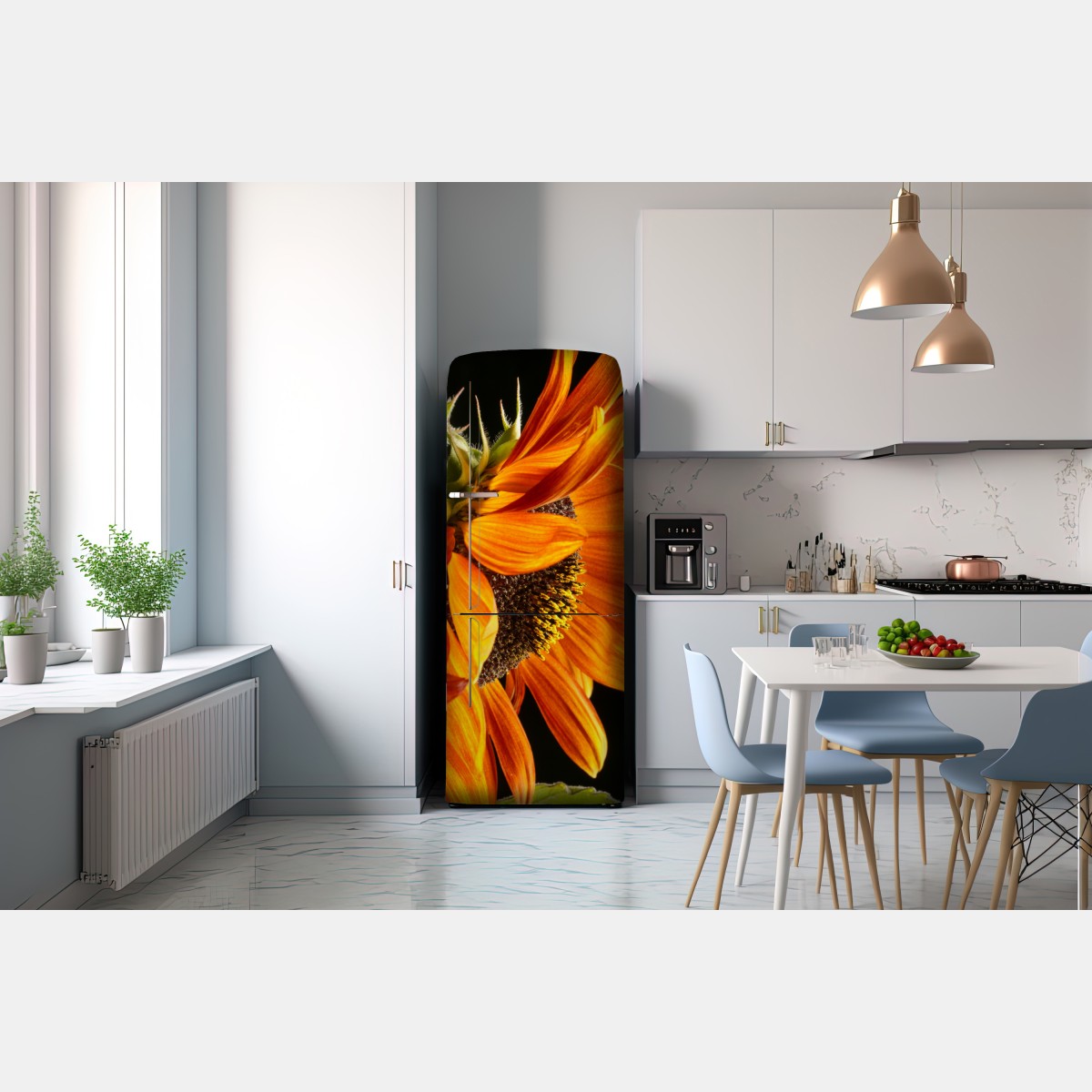 Naklejka na lodówkę intensywny pomarańczowy słonecznik zbliżenie – Wallissimo® Naklejka na lodówkę intensywny pomarańczowy słonecznik zbliżenie – Wallissimo®