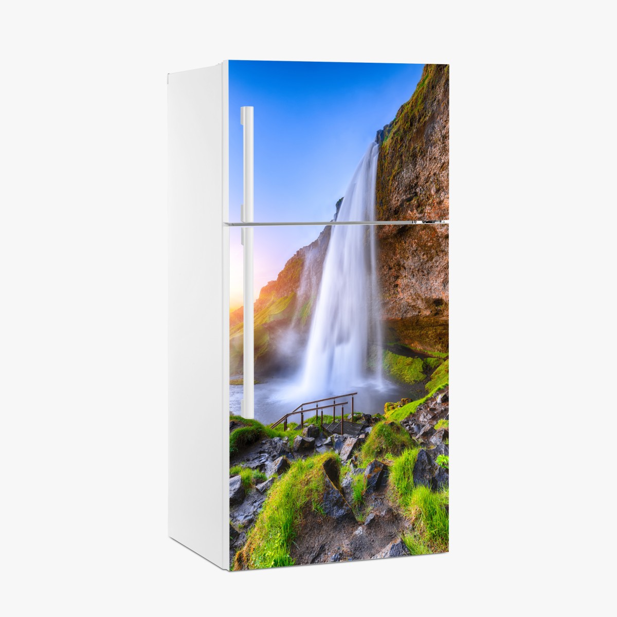 Fridge sticker Seljalandsfoss waterfall at sunset – Wallissimo®