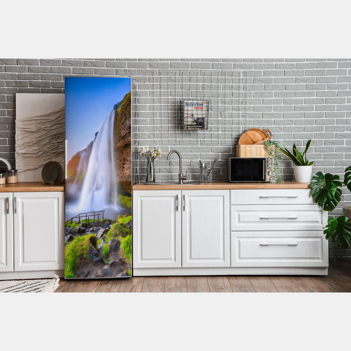 Naklejka na lodówkę Seljalandsfoss wodospad o zachodzie słońca – Wallissimo® Naklejka na lodówkę Seljalandsfoss wodospad o zachodzie słońca – Wallissimo®