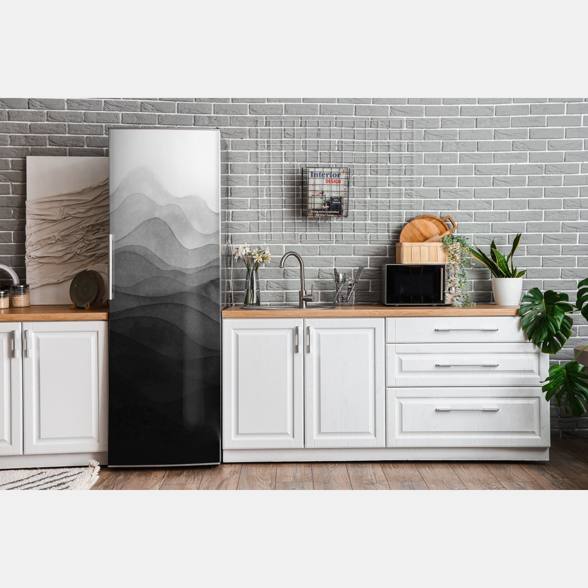 Naklejka na lodówkę monochromatyczne warstwowe góry – Wallissimo® Naklejka na lodówkę monochromatyczne warstwowe góry – Wallissimo®