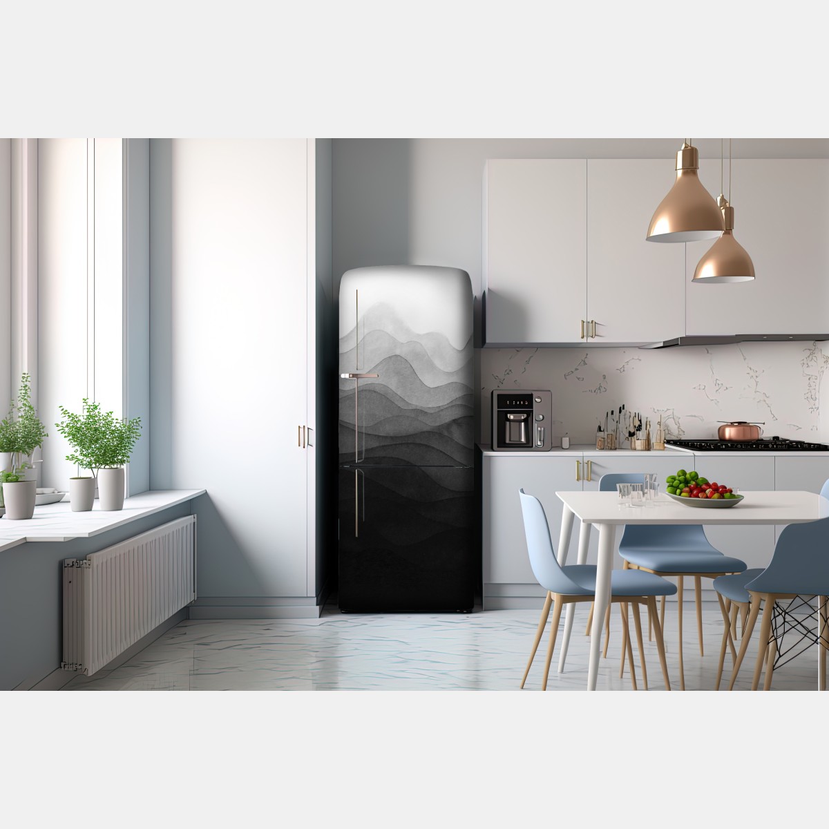 Naklejka na lodówkę monochromatyczne warstwowe góry – Wallissimo® Naklejka na lodówkę monochromatyczne warstwowe góry – Wallissimo®