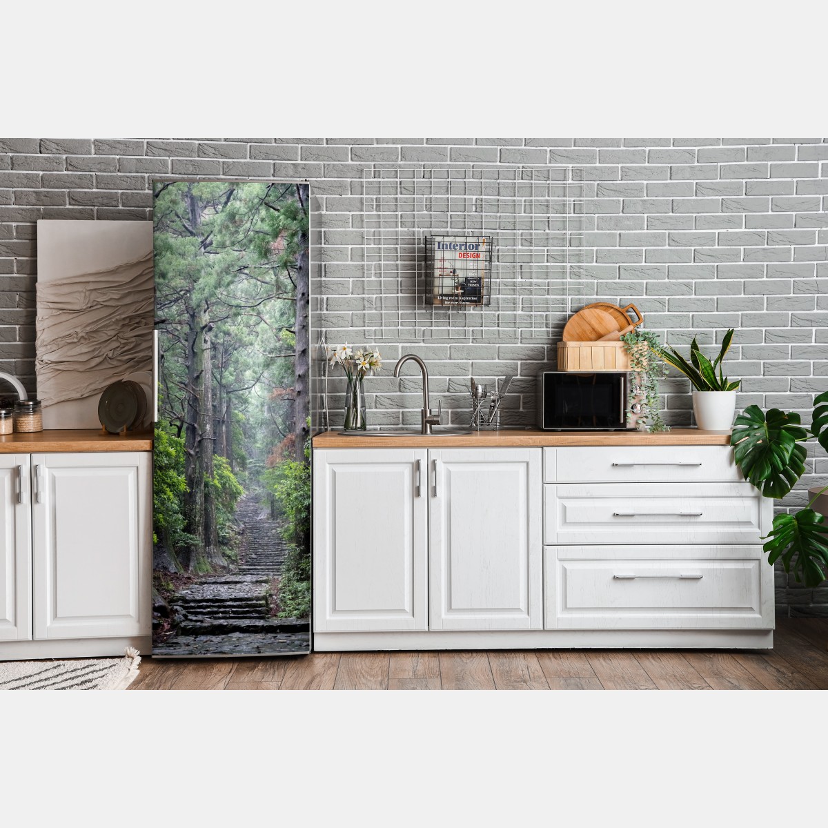 Naklejka na lodówkę mistyczna ścieżka leśna między starymi drzewami – Wallissimo® Naklejka na lodówkę mistyczna ścieżka leśna między starymi drzewami – Wallissimo®