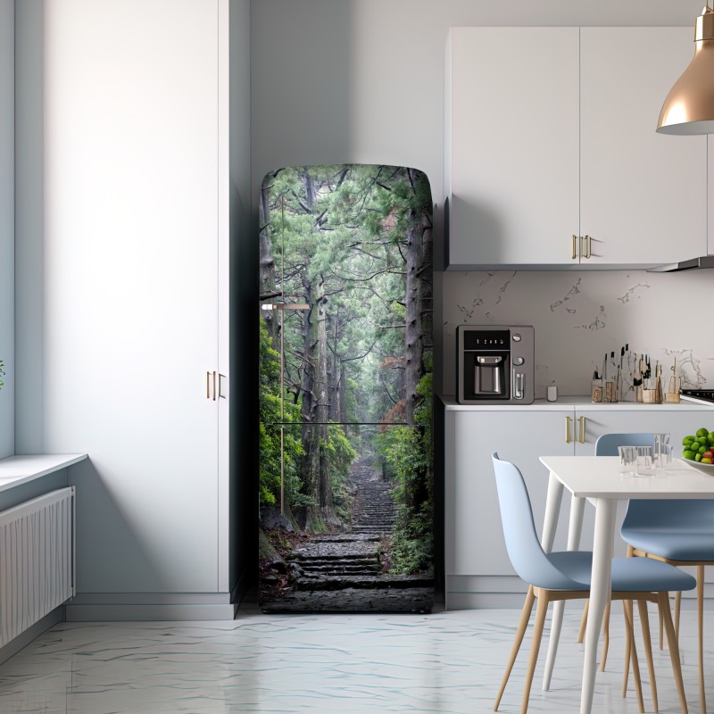 Naklejka na lodówkę mistyczna ścieżka leśna między starymi drzewami – Wallissimo® Naklejka na lodówkę mistyczna ścieżka leśna między starymi drzewami – Wallissimo®