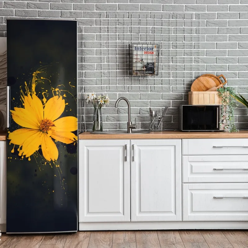 Naklejka na lodówkę eteryczna turkusowo-różowa marmurowa abstrakcja – Wallissimo®