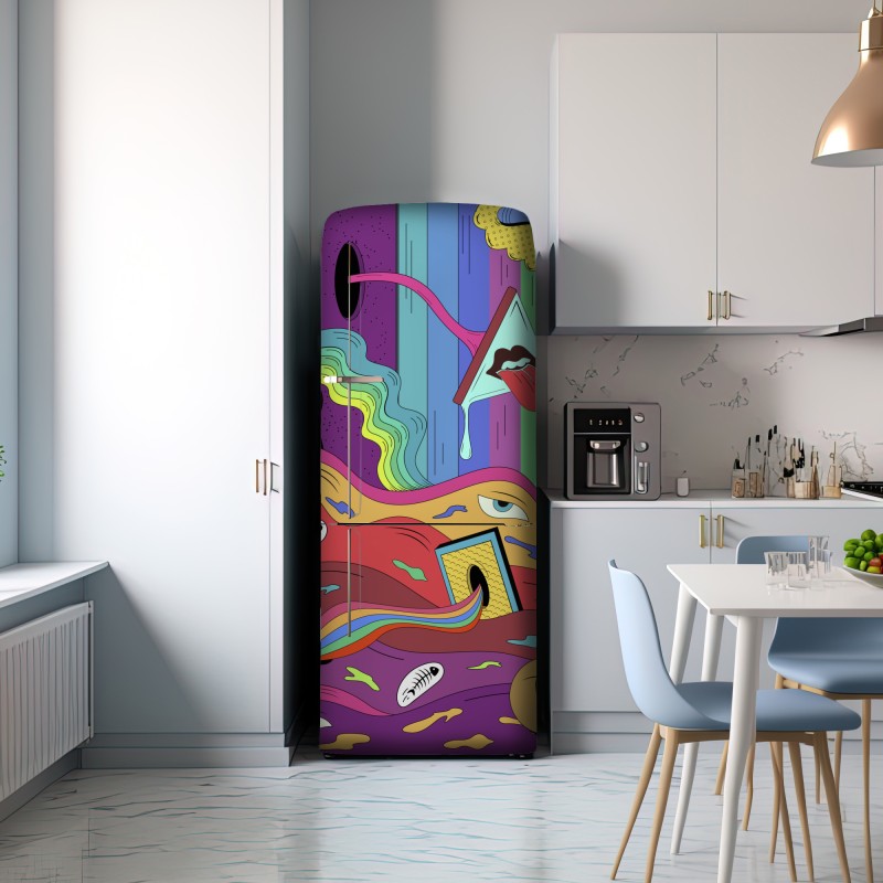 Naklejka na lodówkę psychodeliczny pop artowy sen – Wallissimo® Naklejka na lodówkę psychodeliczny pop artowy sen – Wallissimo®
