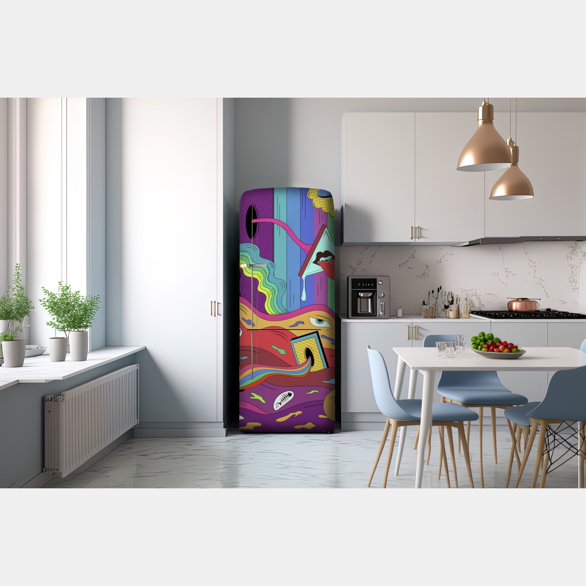 Naklejka na lodówkę psychodeliczny pop artowy sen – Wallissimo® Naklejka na lodówkę psychodeliczny pop artowy sen – Wallissimo®