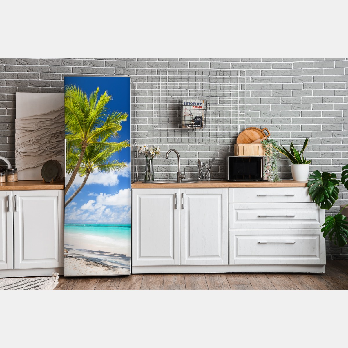 Naklejka na lodówkę tropikalna plaża z palmami w Punta Cana – Wallissimo® Naklejka na lodówkę tropikalna plaża z palmami w Punta Cana – Wallissimo®