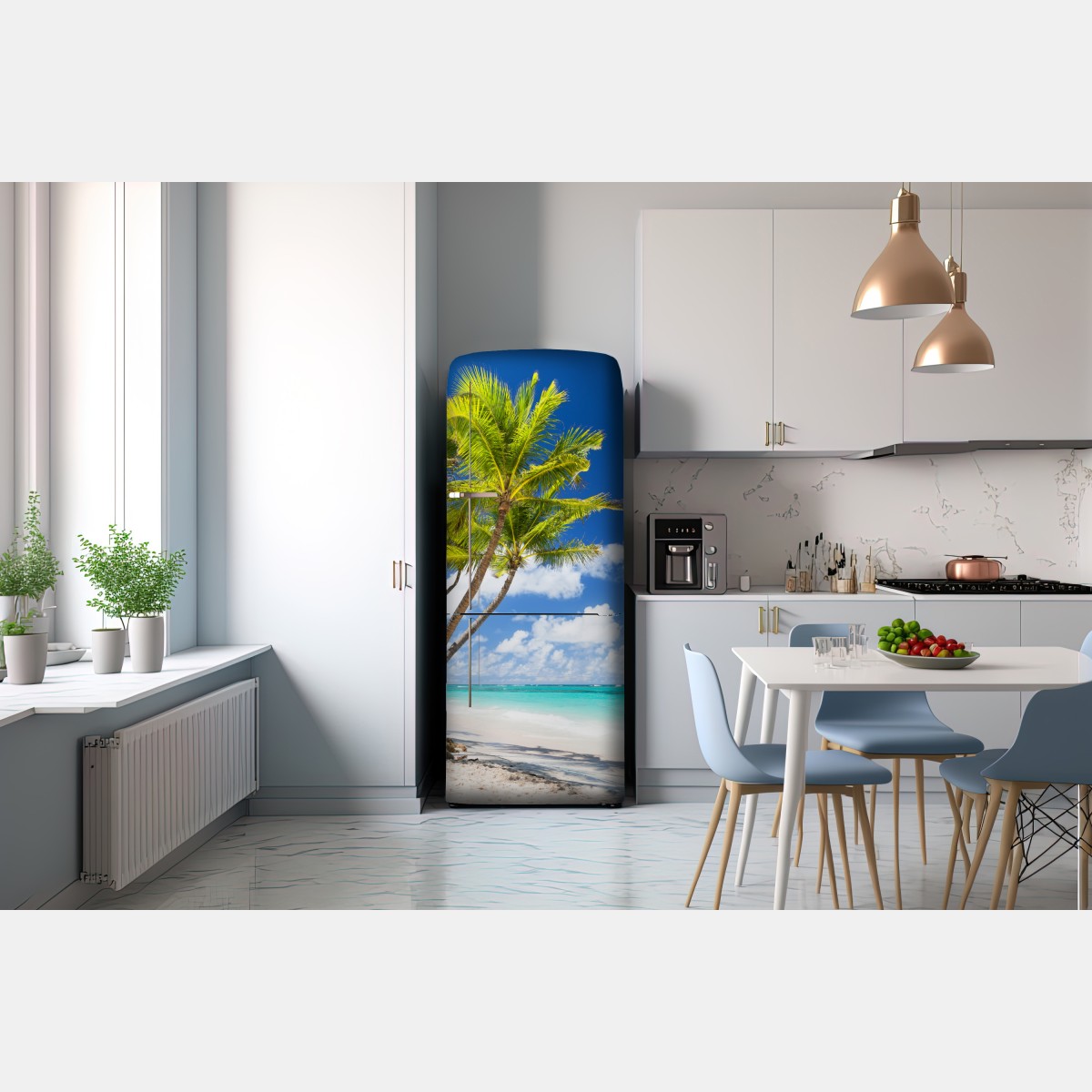 Naklejka na lodówkę tropikalna plaża z palmami w Punta Cana – Wallissimo® Naklejka na lodówkę tropikalna plaża z palmami w Punta Cana – Wallissimo®