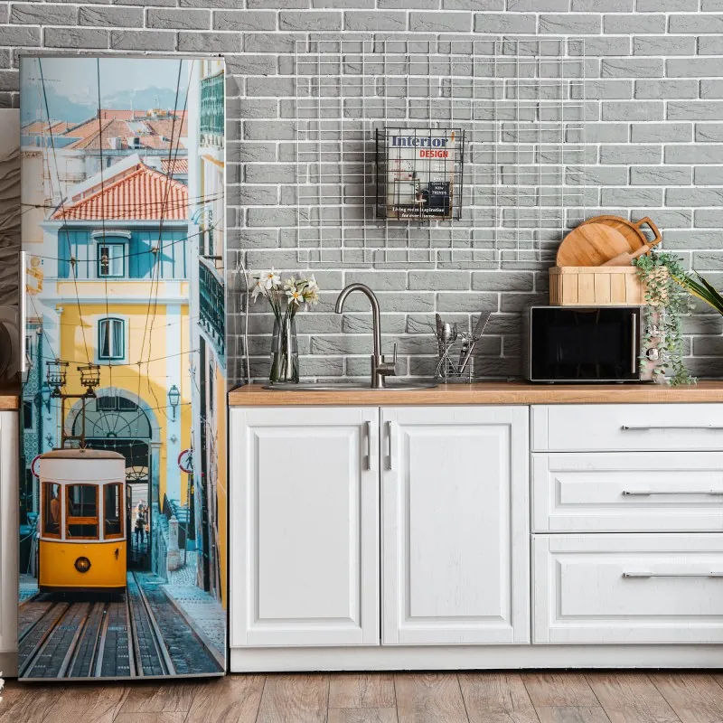 Naklejka na lodówkę złote geometryczne fasety – Wallissimo®