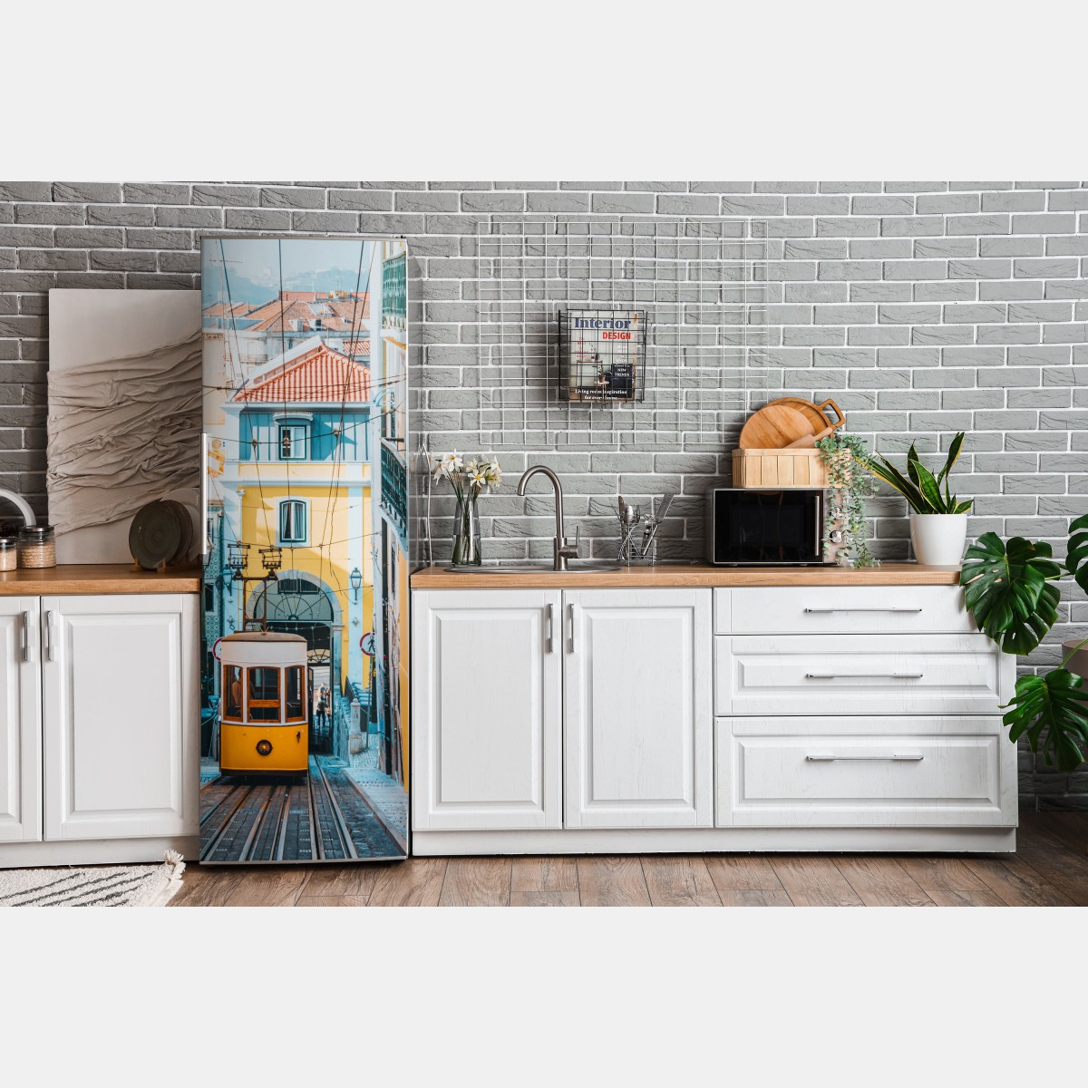Naklejka na lodówkę kolorowy tramwaj bica w Lizbonie – Wallissimo® Naklejka na lodówkę kolorowy tramwaj bica w Lizbonie – Wallissimo®
