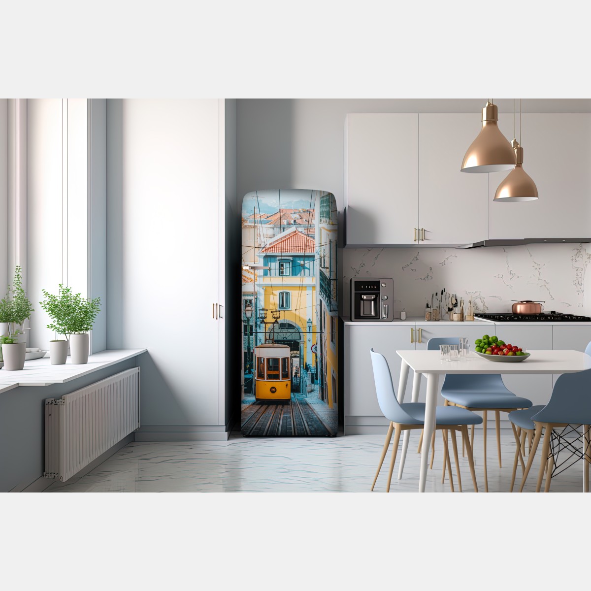 Naklejka na lodówkę kolorowy tramwaj bica w Lizbonie – Wallissimo® Naklejka na lodówkę kolorowy tramwaj bica w Lizbonie – Wallissimo®
