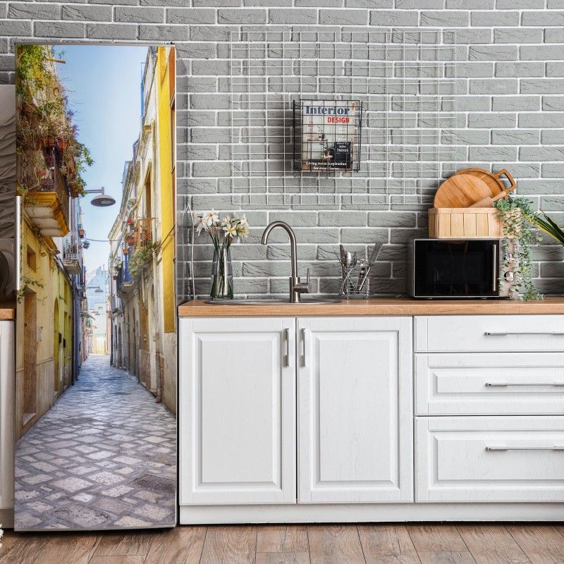 Naklejka na lodówkę tropikalny botaniczny wzór kwiatowy – Wallissimo®