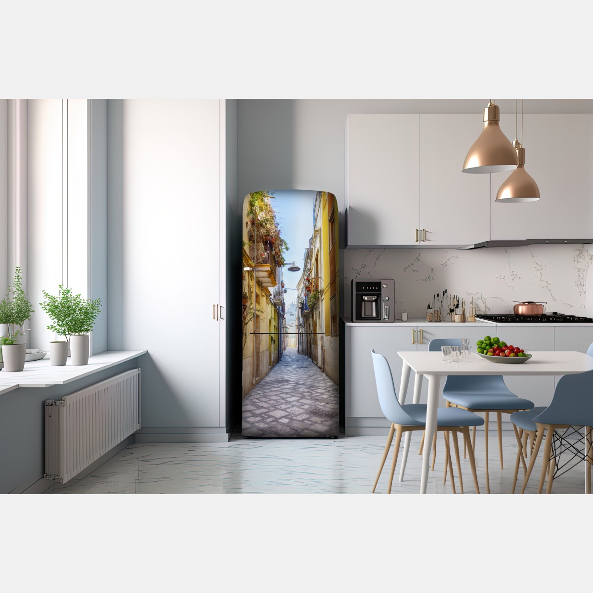 Naklejka na lodówkę słoneczna uliczka w Brindisi – Wallissimo® Naklejka na lodówkę słoneczna uliczka w Brindisi – Wallissimo®