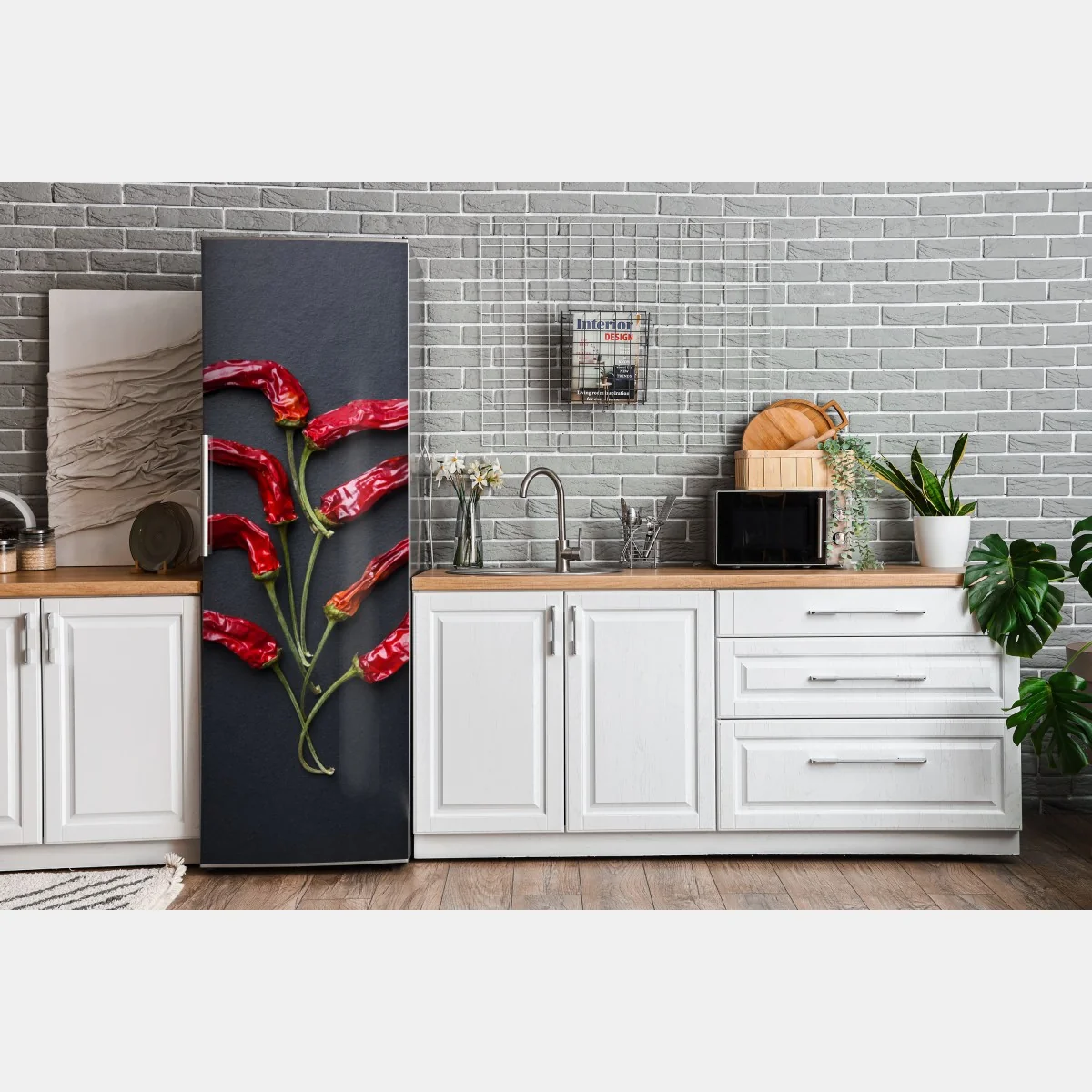 Naklejka na lodówkę kulinarna grafika z czerwonych papryczek chili – Wallissimo® Naklejka na lodówkę kulinarna grafika z czerwonych papryczek chili – Wallissimo®