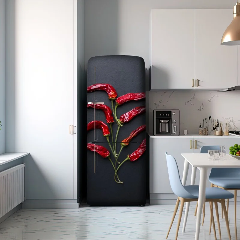 Naklejka na lodówkę kulinarna grafika z czerwonych papryczek chili – Wallissimo® Naklejka na lodówkę kulinarna grafika z czerwonych papryczek chili – Wallissimo®