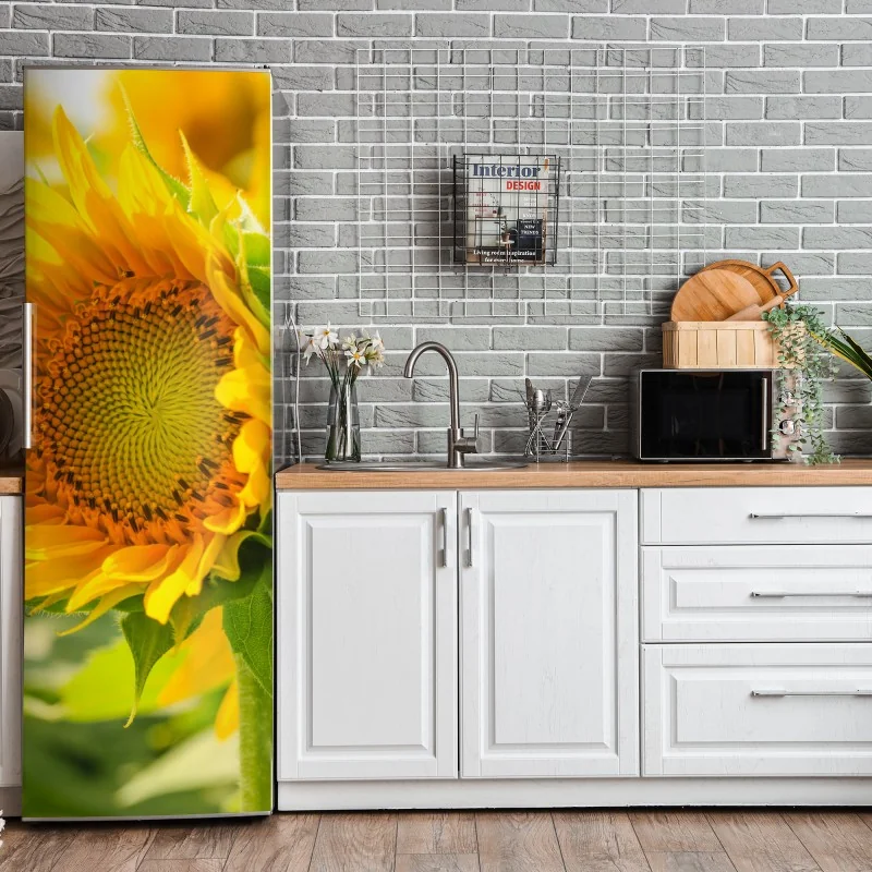 Naklejka na lodówkę zbliżenie słonecznika – Wallissimo® Naklejka na lodówkę zbliżenie słonecznika – Wallissimo®