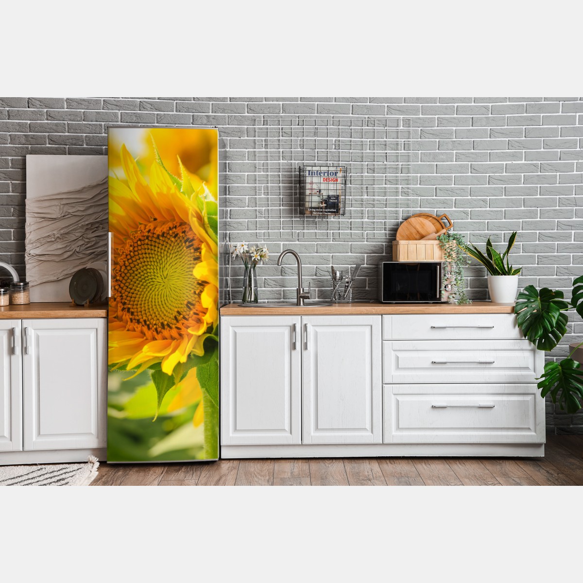 Naklejka na lodówkę zbliżenie słonecznika – Wallissimo® Naklejka na lodówkę zbliżenie słonecznika – Wallissimo®