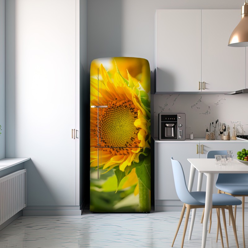 Naklejka na lodówkę zbliżenie słonecznika – Wallissimo® Naklejka na lodówkę zbliżenie słonecznika – Wallissimo®