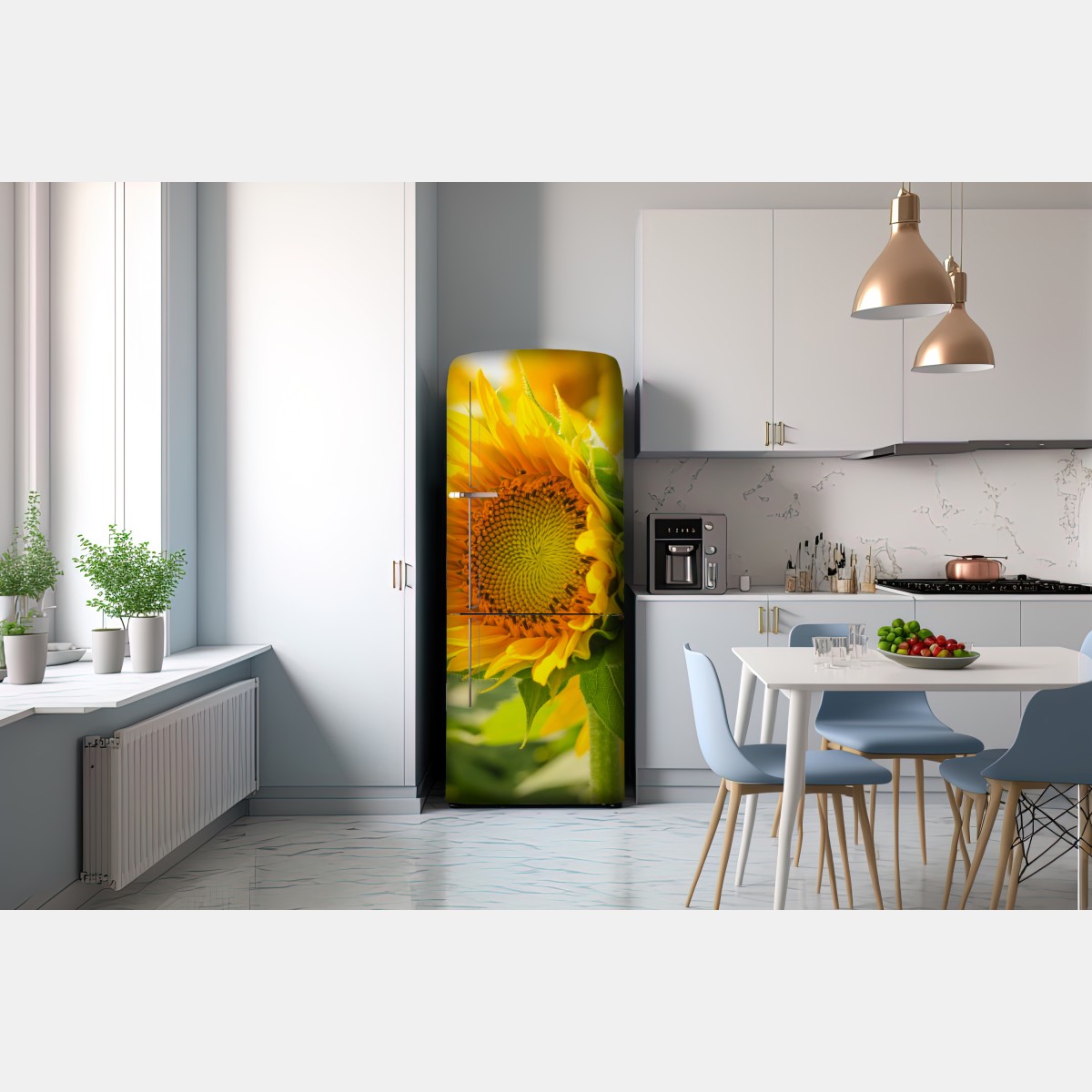 Naklejka na lodówkę zbliżenie słonecznika – Wallissimo® Naklejka na lodówkę zbliżenie słonecznika – Wallissimo®