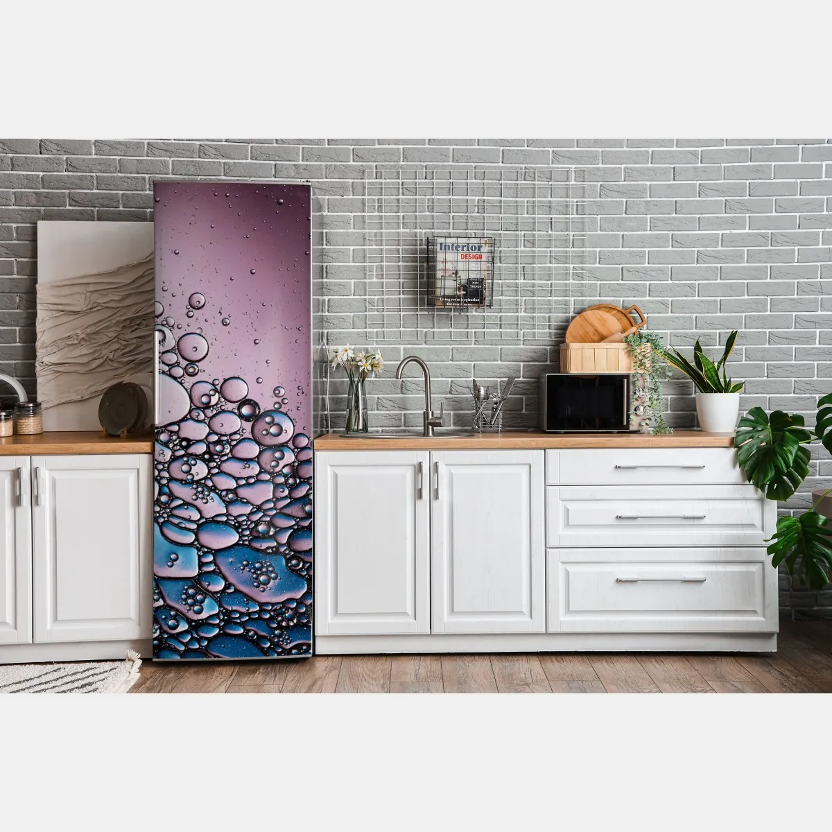 Naklejka na lodówkę fioletowy abstrakcyjny wzór z bąbelkami – Wallissimo® Naklejka na lodówkę fioletowy abstrakcyjny wzór z bąbelkami – Wallissimo®