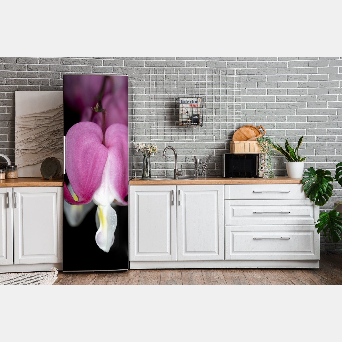 Naklejka na lodówkę delikatne różowe serduszko zbliżenie kwiatowe – Wallissimo® Naklejka na lodówkę delikatne różowe serduszko zbliżenie kwiatowe – Wallissimo®