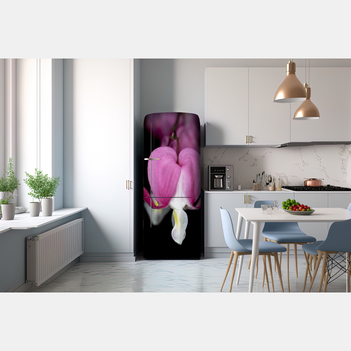 Naklejka na lodówkę delikatne różowe serduszko zbliżenie kwiatowe – Wallissimo® Naklejka na lodówkę delikatne różowe serduszko zbliżenie kwiatowe – Wallissimo®