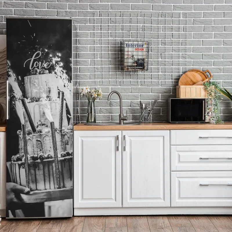 Naklejka na lodówkę wibrujący fioletowy bukiet kwiatów – Wallissimo®