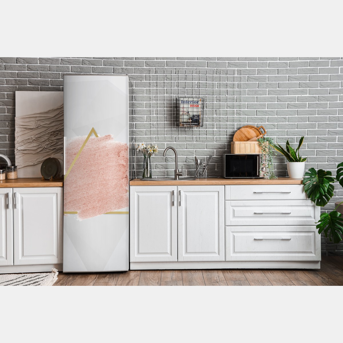 Naklejka na lodówkę pastelowy różowy trójkąt abstrakcyjny – Wallissimo® Naklejka na lodówkę pastelowy różowy trójkąt abstrakcyjny – Wallissimo®