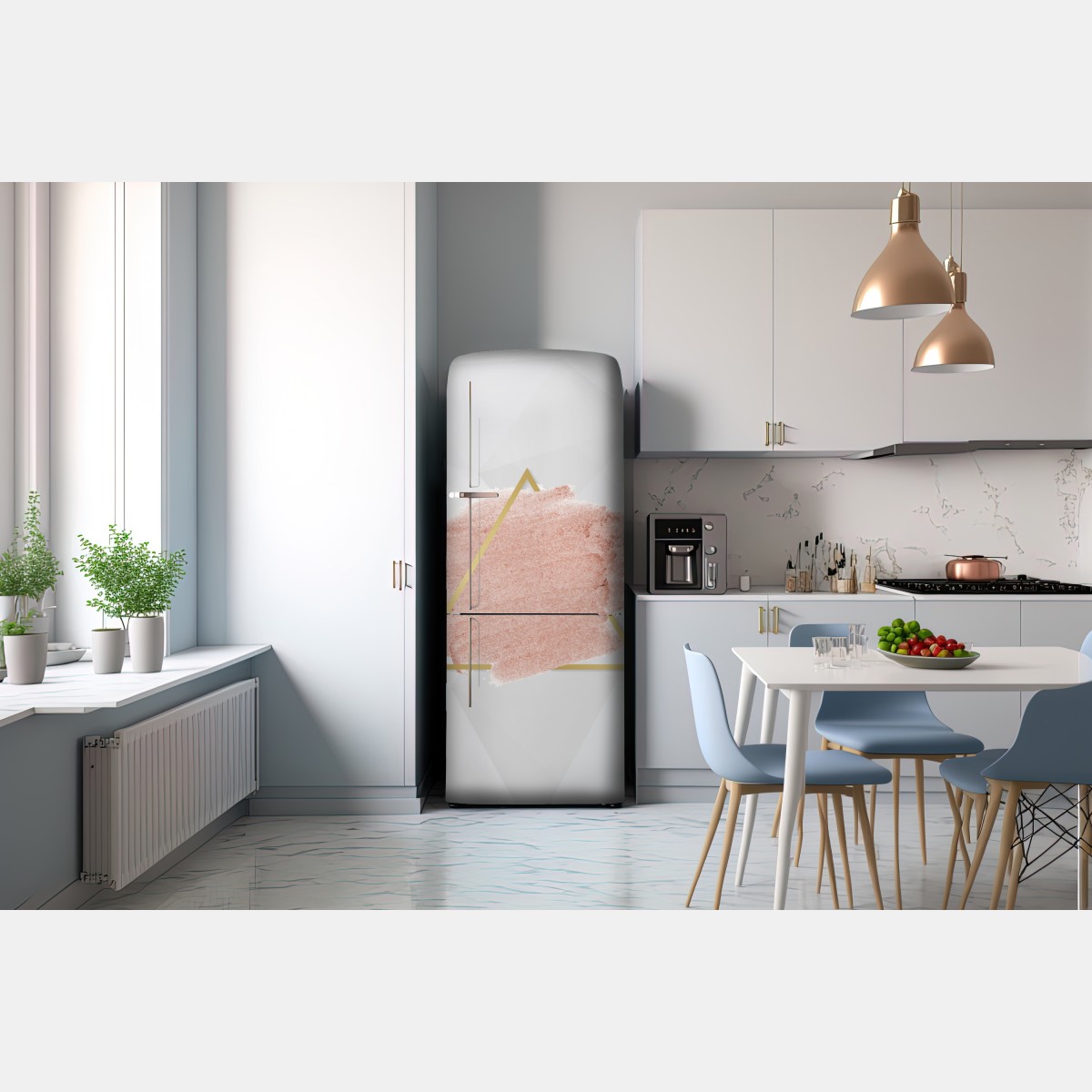 Naklejka na lodówkę pastelowy różowy trójkąt abstrakcyjny – Wallissimo® Naklejka na lodówkę pastelowy różowy trójkąt abstrakcyjny – Wallissimo®