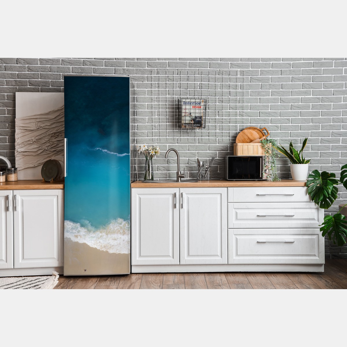 Naklejka na lodówkę powietrzny widok turkusowej plaży na Nusa Penida – Wallissimo® Naklejka na lodówkę powietrzny widok turkusowej plaży na Nusa Penida – Wallissimo®