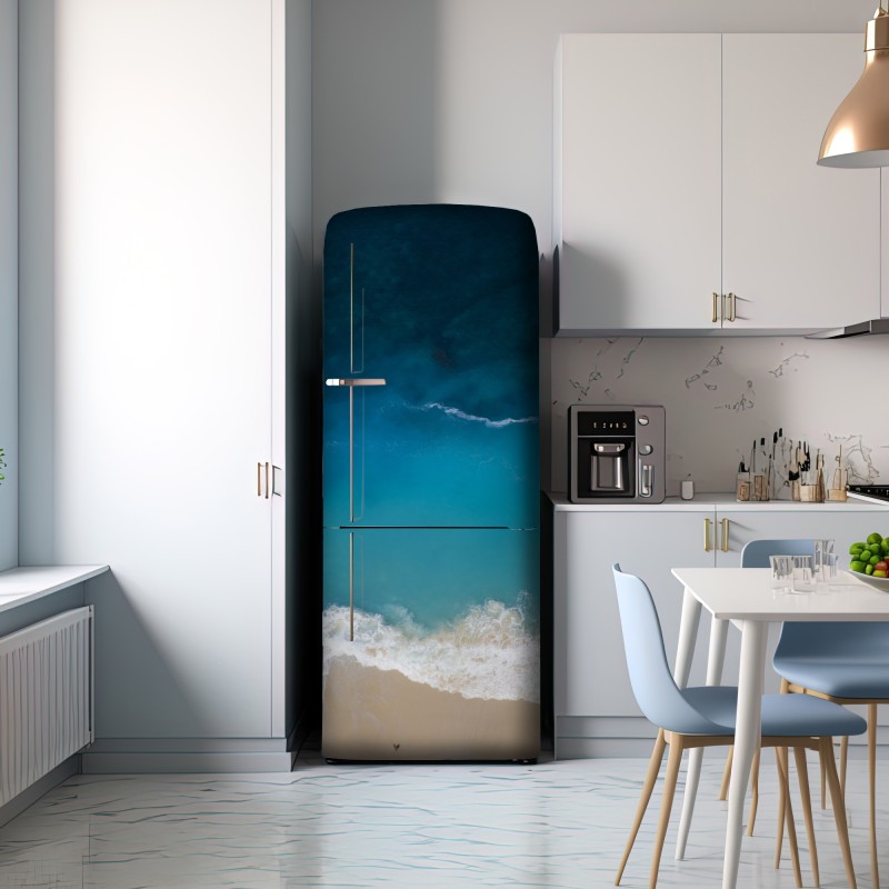 Naklejka na lodówkę powietrzny widok turkusowej plaży na Nusa Penida – Wallissimo® Naklejka na lodówkę powietrzny widok turkusowej plaży na Nusa Penida – Wallissimo®