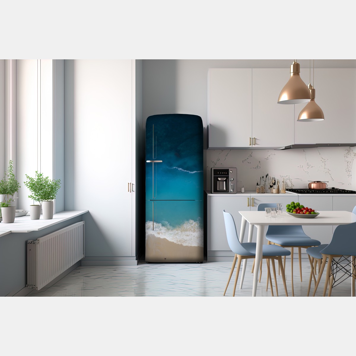 Naklejka na lodówkę powietrzny widok turkusowej plaży na Nusa Penida – Wallissimo® Naklejka na lodówkę powietrzny widok turkusowej plaży na Nusa Penida – Wallissimo®