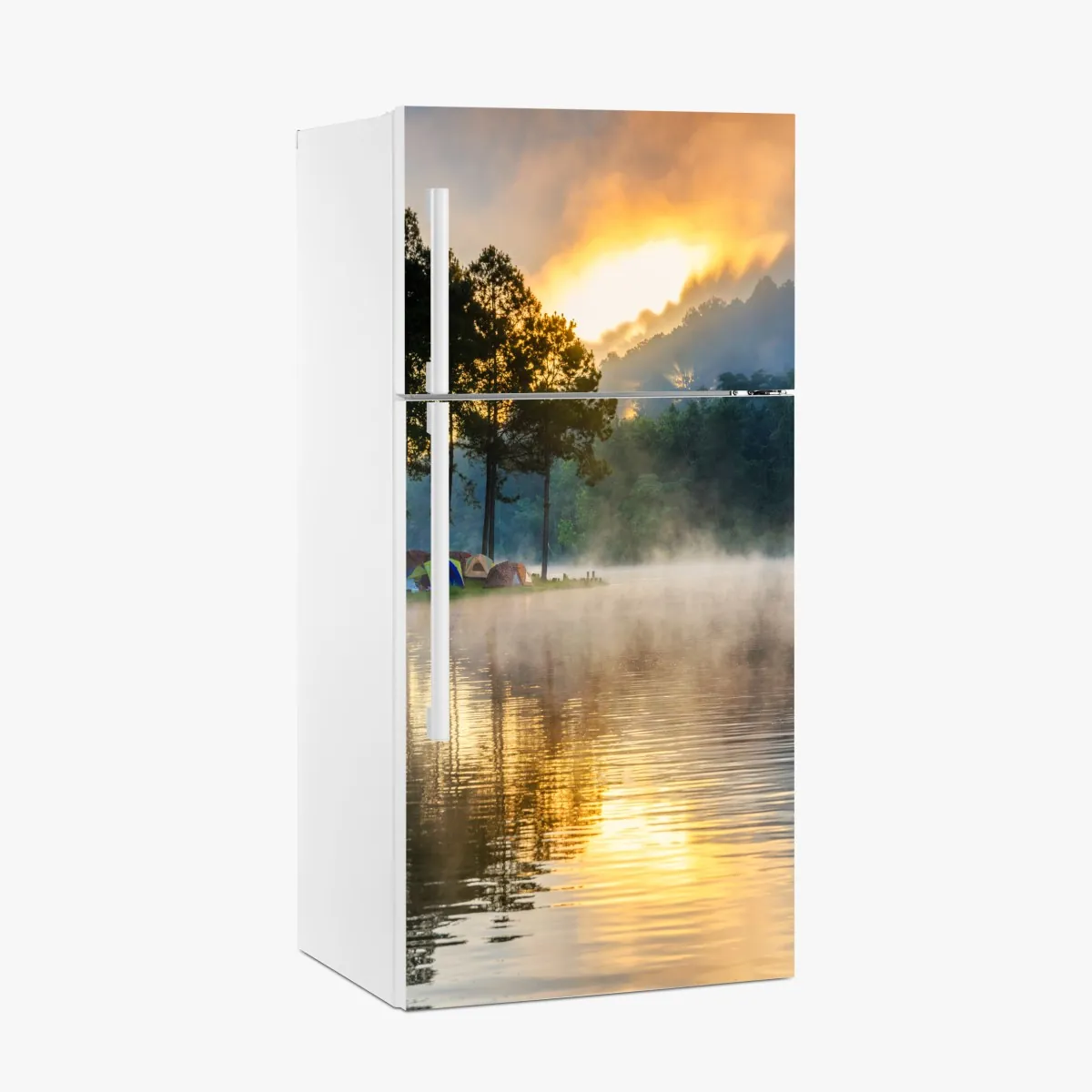 Naklejka na lodówkę poranna mgła nad jeziorem Pang Oung, Mae Hong Son – Wallissimo® Naklejka na lodówkę poranna mgła nad jeziorem Pang Oung, Mae Hong Son – Wallissimo®