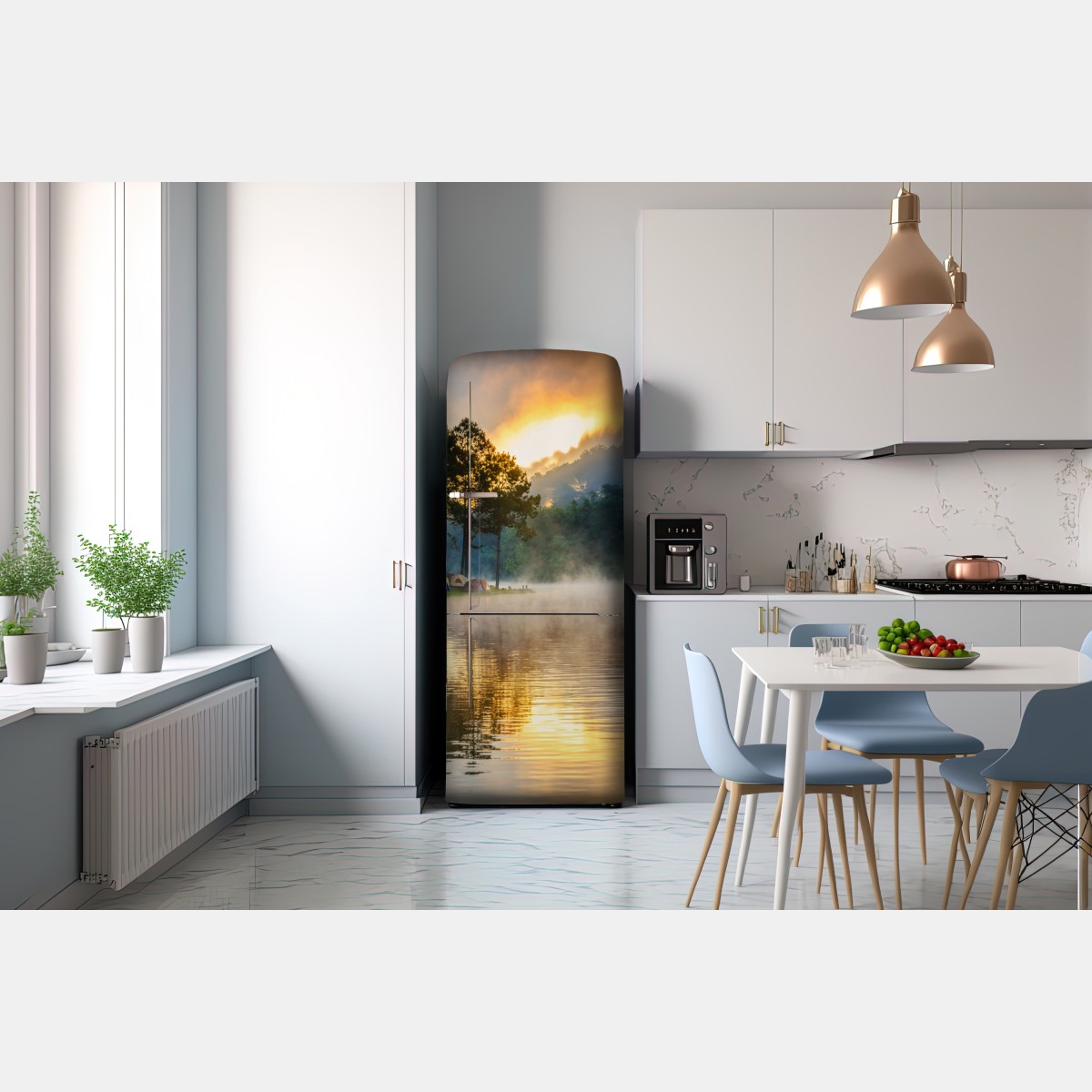 Naklejka na lodówkę poranna mgła nad jeziorem Pang Oung, Mae Hong Son – Wallissimo® Naklejka na lodówkę poranna mgła nad jeziorem Pang Oung, Mae Hong Son – Wallissimo®