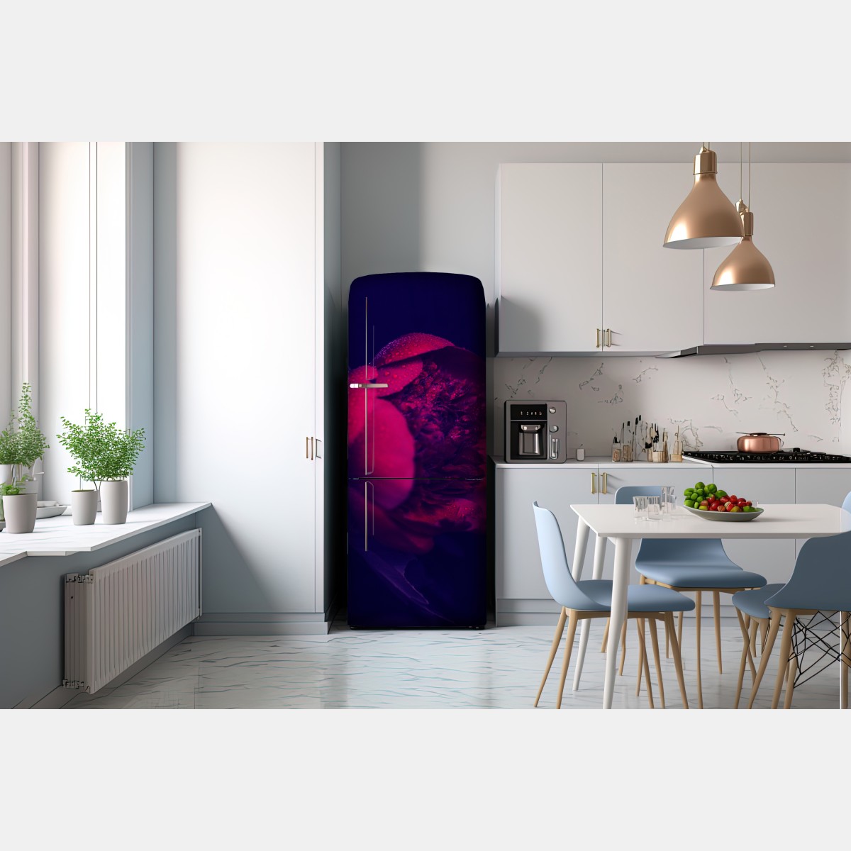 Naklejka na lodówkę nastrojowa różowa piwonia zbliżenie – Wallissimo® Naklejka na lodówkę nastrojowa różowa piwonia zbliżenie – Wallissimo®