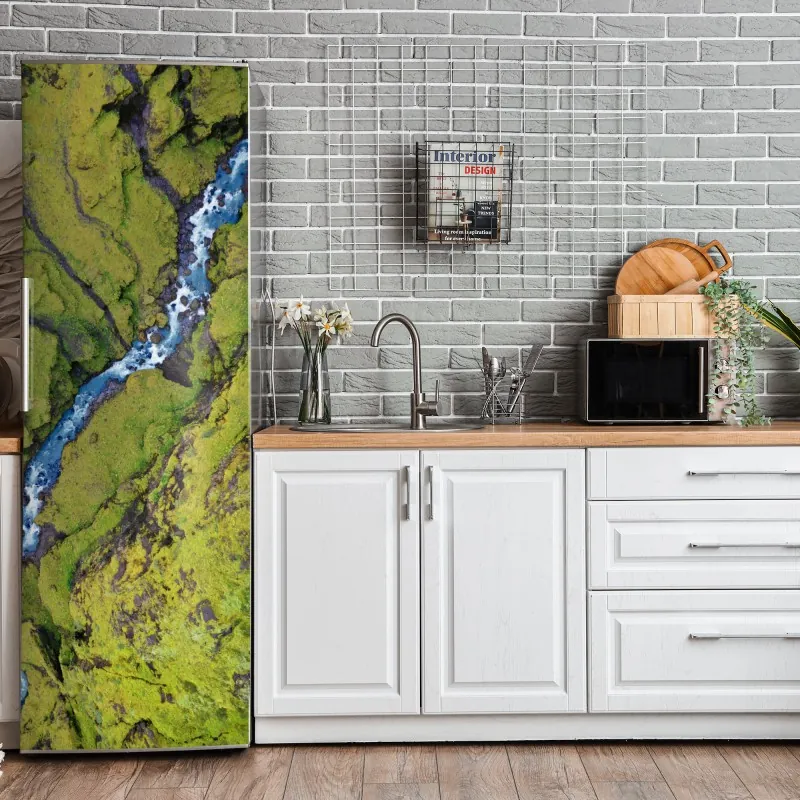 Naklejka na lodówkę czarny marmur z żyłami – Wallissimo®