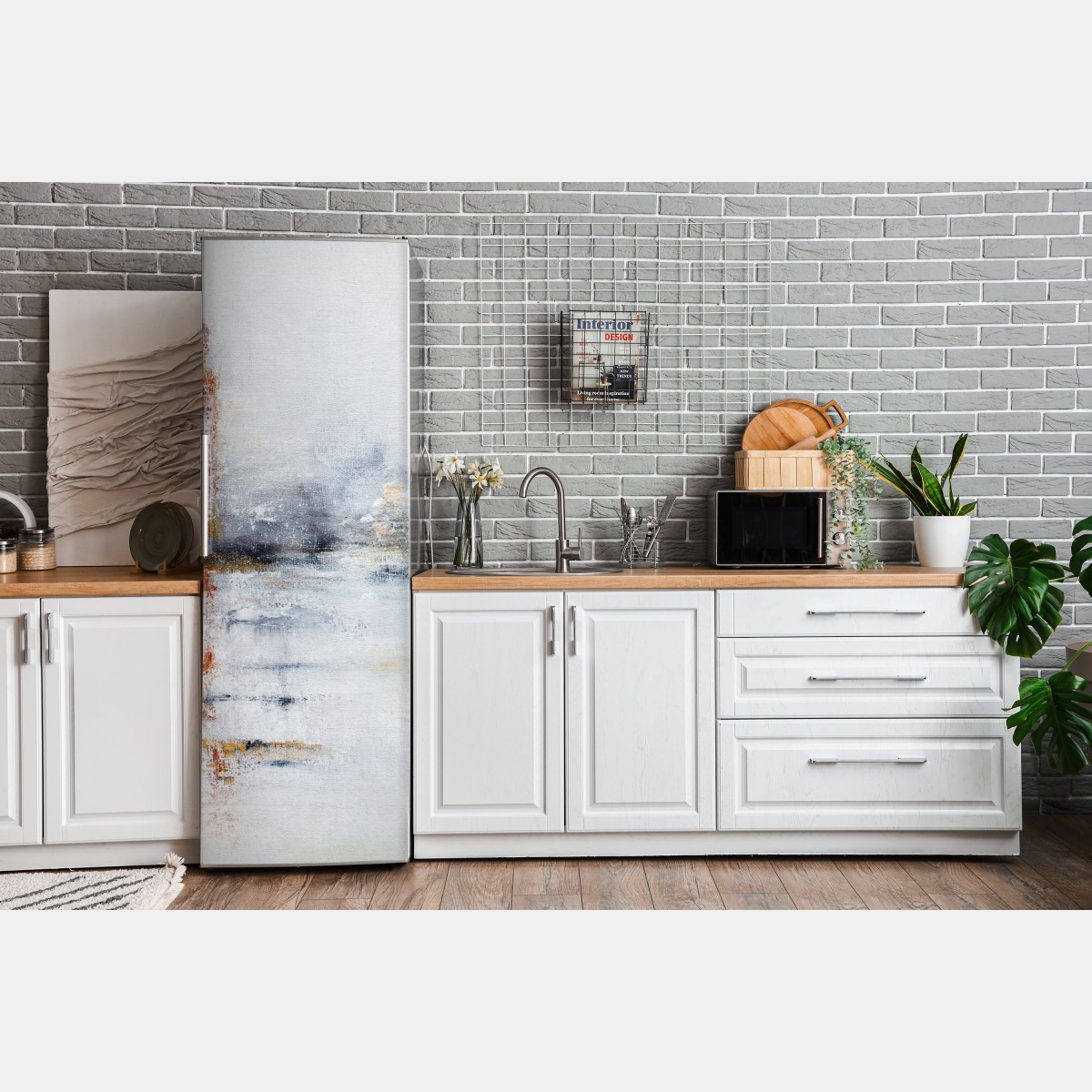 Naklejka na lodówkę spokojny abstrakcyjny krajobraz w delikatnych tonach – Wallissimo® Naklejka na lodówkę spokojny abstrakcyjny krajobraz w delikatnych tonach – Wallissimo®