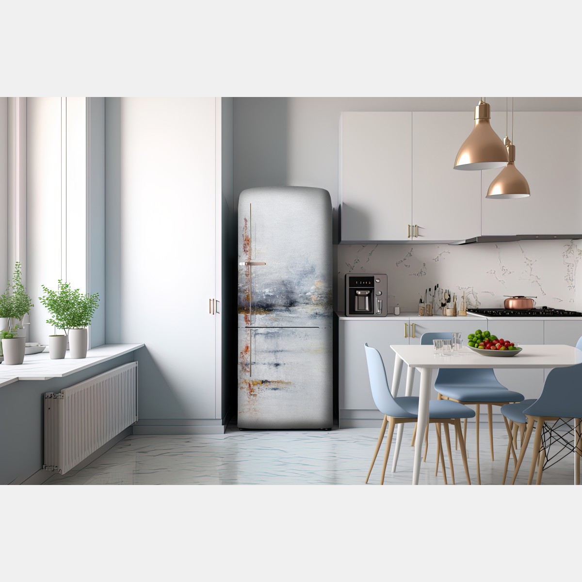 Naklejka na lodówkę spokojny abstrakcyjny krajobraz w delikatnych tonach – Wallissimo® Naklejka na lodówkę spokojny abstrakcyjny krajobraz w delikatnych tonach – Wallissimo®