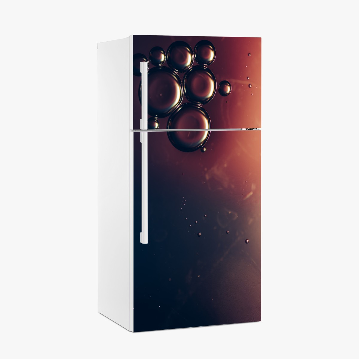 Fridge sticker floating oil bubbles on deep gradient – Wallissimo®