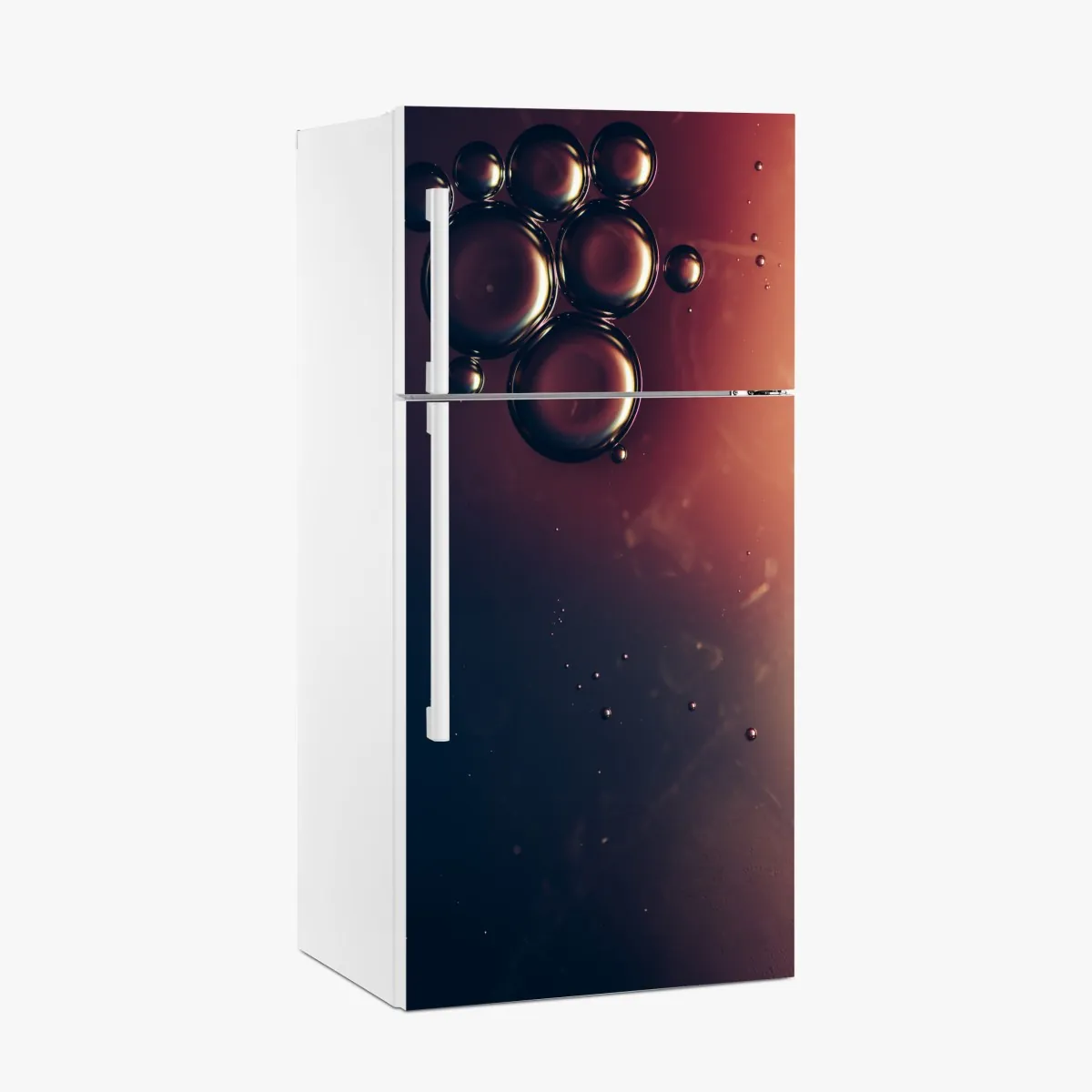 Naklejka na lodówkę unoszące się pęcherzyki oleju na głębokim gradiencie – Wallissimo® Naklejka na lodówkę unoszące się pęcherzyki oleju na głębokim gradiencie – Wallissimo®