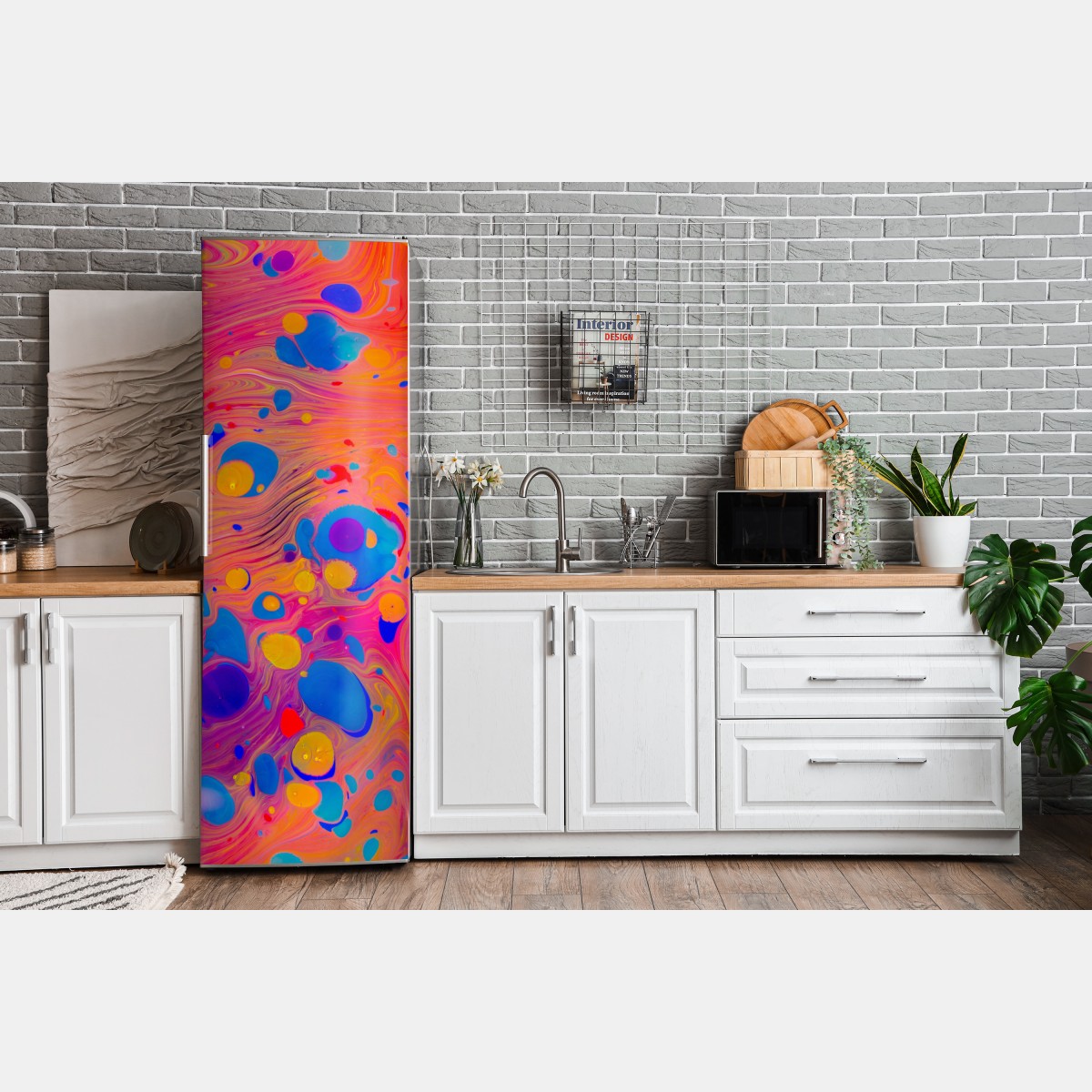 Naklejka na lodówkę otomańskie ebru marmurkowe fale – Wallissimo® Naklejka na lodówkę otomańskie ebru marmurkowe fale – Wallissimo®