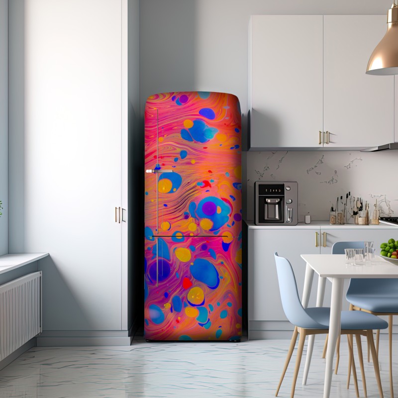 Naklejka na lodówkę otomańskie ebru marmurkowe fale – Wallissimo® Naklejka na lodówkę otomańskie ebru marmurkowe fale – Wallissimo®