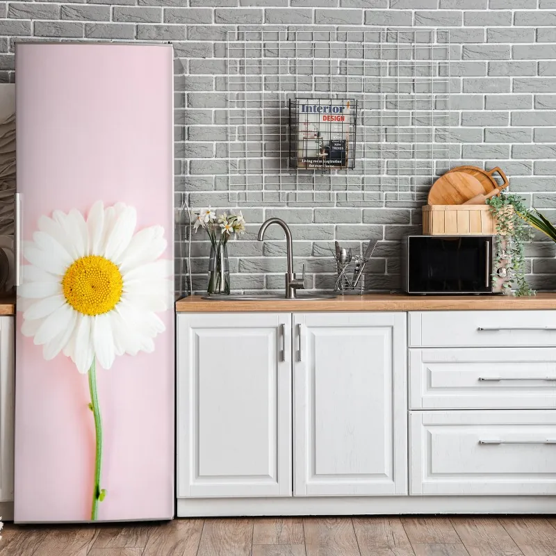 Naklejka na lodówkę jasny wzór z cytrynami i kwiatami – Wallissimo®