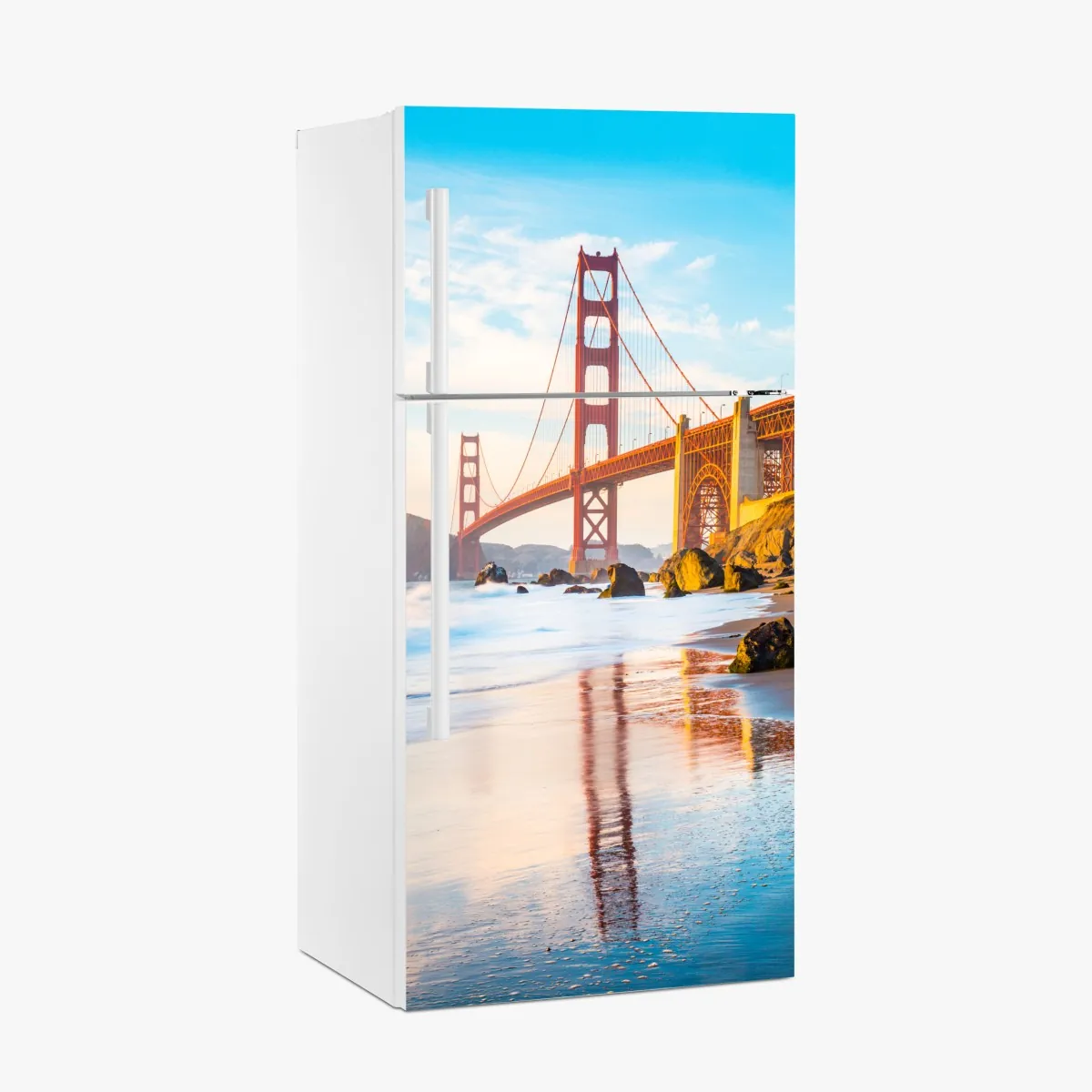 Naklejka na lodówkę złota godzina przy moście Golden Gate, Baker Beach – Wallissimo® Naklejka na lodówkę złota godzina przy moście Golden Gate, Baker Beach – Wallissimo®