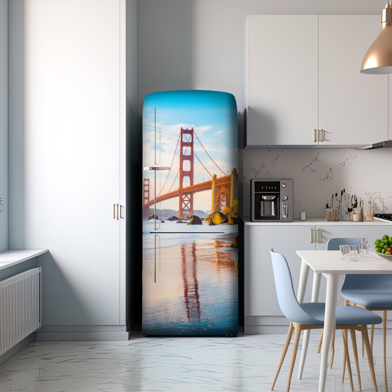 Naklejka na lodówkę złota godzina przy moście Golden Gate, Baker Beach – Wallissimo® Naklejka na lodówkę złota godzina przy moście Golden Gate, Baker Beach – Wallissimo®